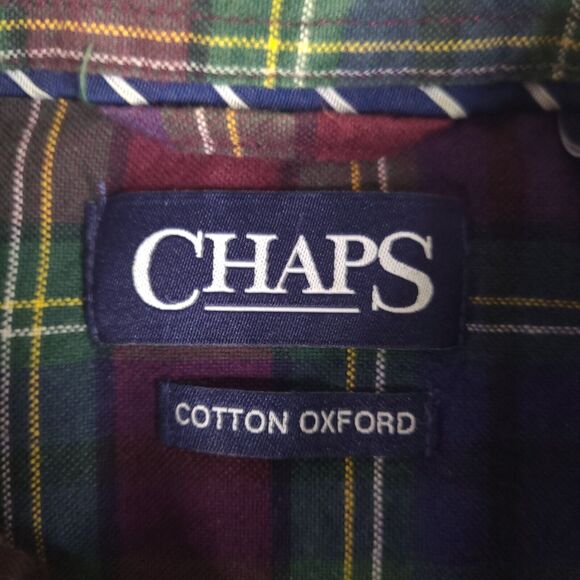 Chaps Shirt Mens Medium Plaid Multicolor Cotton Oxford Long Sleeve Button Down - Picture 6 of 15